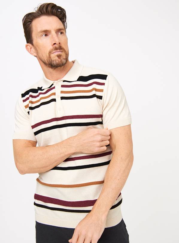 Neutral Stripe Polo Shirt S